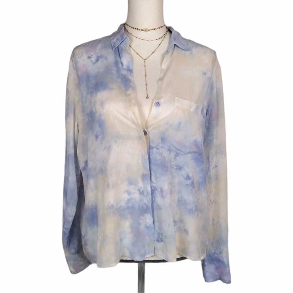 Young Fabulous & Broke Sky Blue and Cream Blouse Susan Top